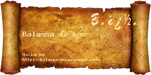 Balassa Ákos névjegykártya