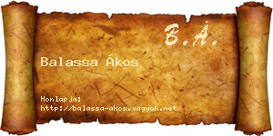 Balassa Ákos névjegykártya
